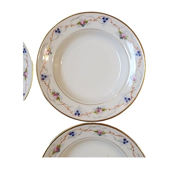 Unbranded Set Of 5 Pink Blue Floral Gold Trim Saucer For Teacup *SAUCERS ONLY* - Picture 4 of 16